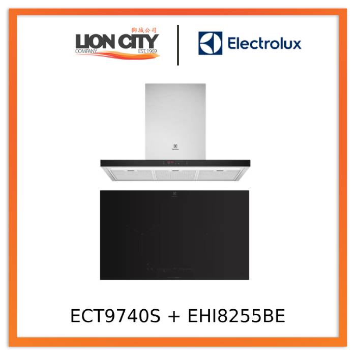 Electrolux ECT9740S 90cm UltimateTaste 500 chimney cooker hood+Electrolux EHI8255BE 80cm UltimateTaste 700 built-in induction hob with 2 cooking zones