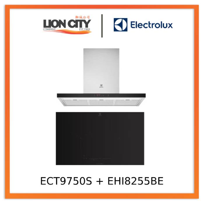 Electrolux ECT9750S 90cm UltimateTaste 500 chimney cooker hood+Electrolux EHI8255BE 80cm UltimateTaste 700 built-in induction hob with 2 cooking zones