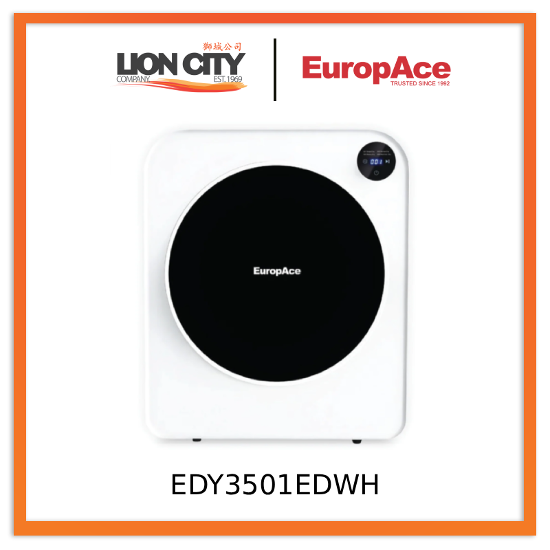 EuropAce EDY3501EDWH Moon Series 5KG Compact Dryer Touch Control