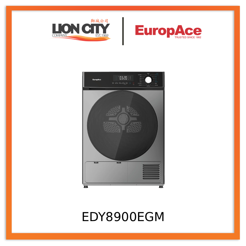 EuropAce EDY8900EGM/EDY8900EWH 9KG Heat Pump Dryer 5 Ticks Energy Saving Efficiency
