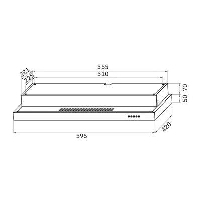 EF EFCH 6201T SS 60cm Semi-integrated Hood 550m³/hr Stainless Steel EFCH6201TSS