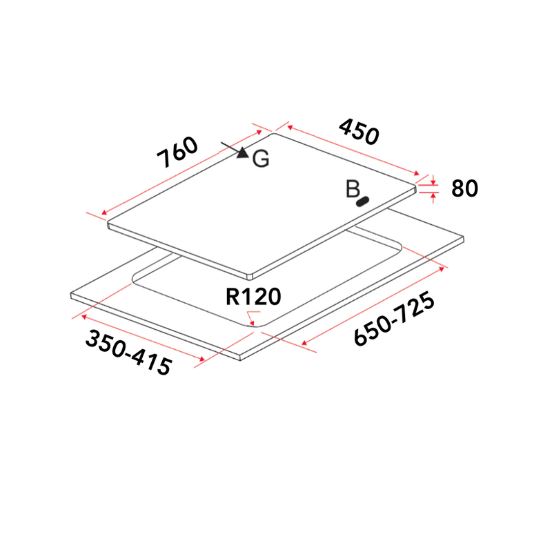 EF 76cm 3 Burner Gas Hob and 90cm Slim Hood Bundle