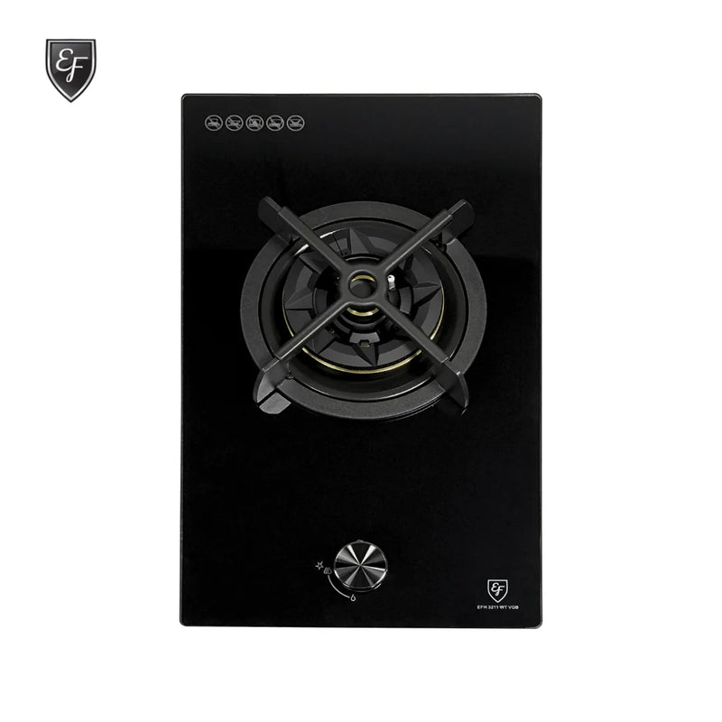 EF EFH 3211 WT VGB 30 cm, Single Burner, Battery Ignition, Black Glass (LPG/TG Non Convertible)