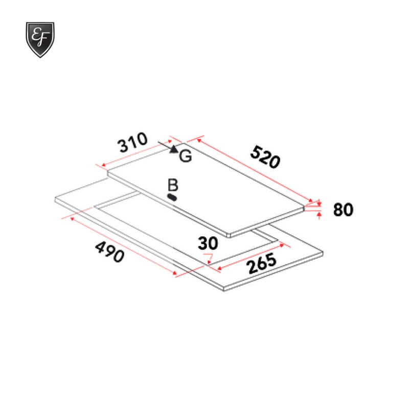 EF 31cm 2 Burners Glass Gas Hob EFH 3221 WT VGB
