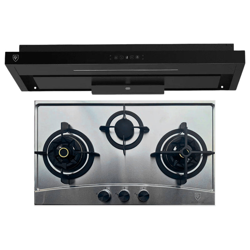 EF 76cm 3 Burner Gas Hob and 90cm Slim Hood Bundle