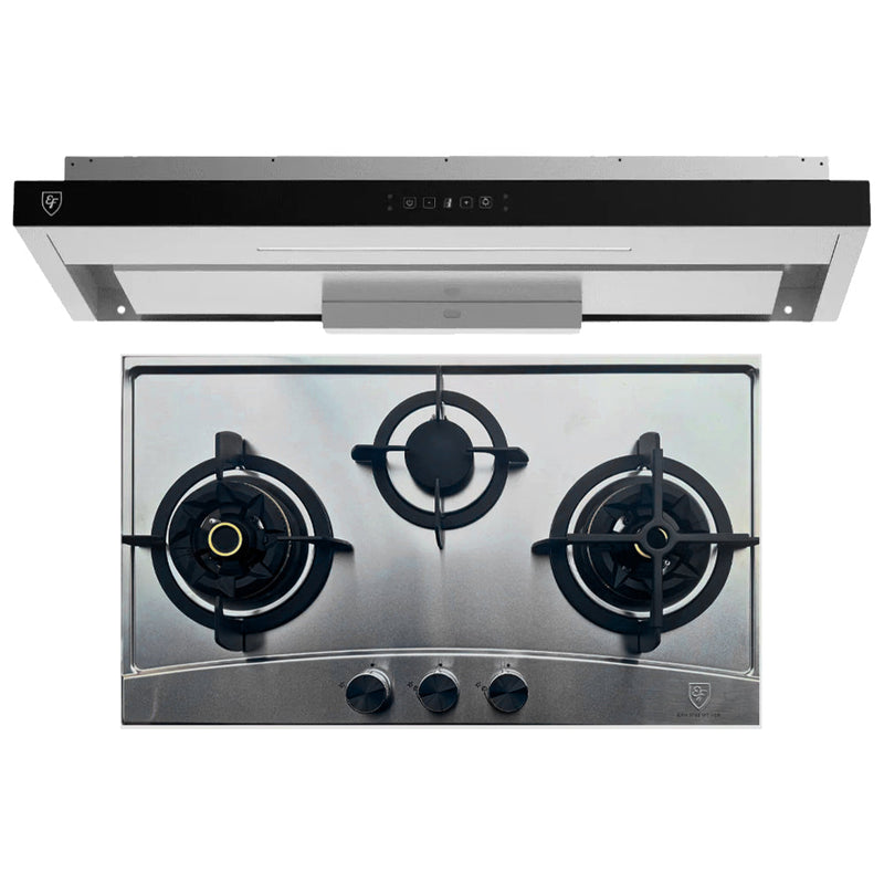 EF 76cm 3 Burner Gas Hob and 90cm Slim Hood Bundle