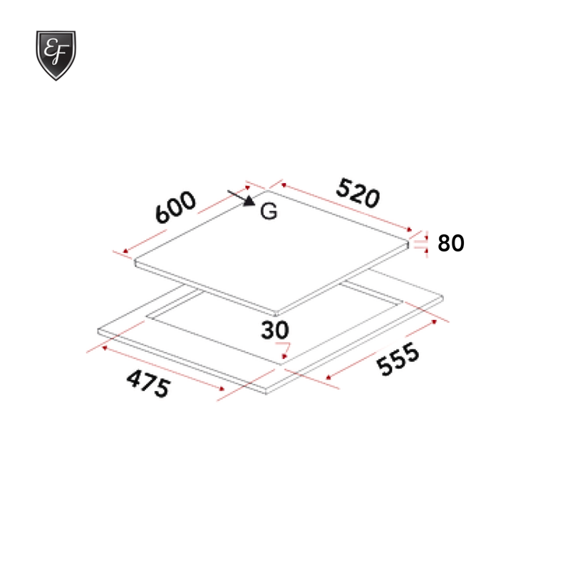 EF 60cm 3 Burners Glass Gas Hob EFH 6530 WT VGB