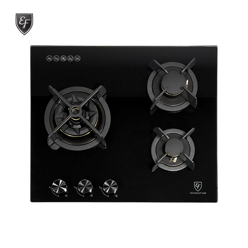 EF 60cm 3 Burners Glass Gas Hob EFH 6530 WT VGB