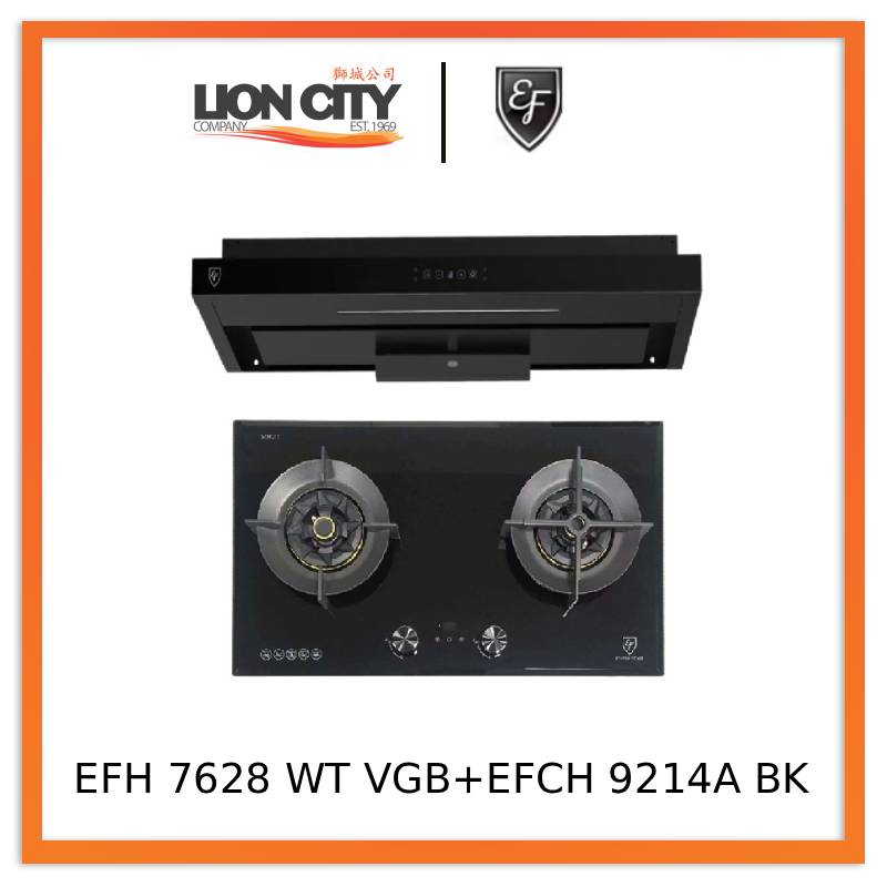 EF Gas Hob 78CM – EFH 7628 WT VGB+EF EFCH 9214A BK 90cm Semi Integrated Hood