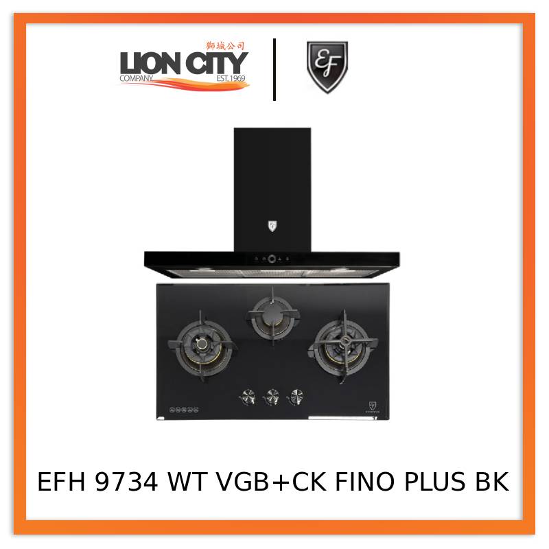 EF Gas Hob 88CM – EFH 9734 WT VGB+Cooker Hood 90CM – CK FINO PLUS BK