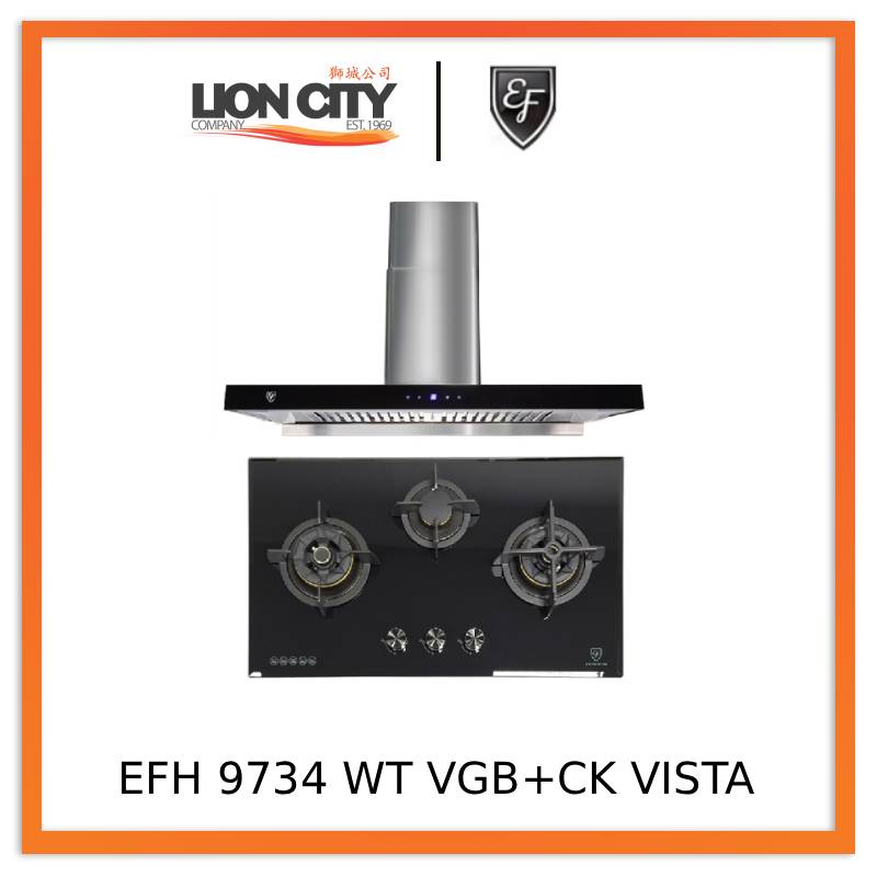 EF Gas Hob 88CM – EFH 9734 WT VGB+Cooker Hood 90CM – CK VISTA