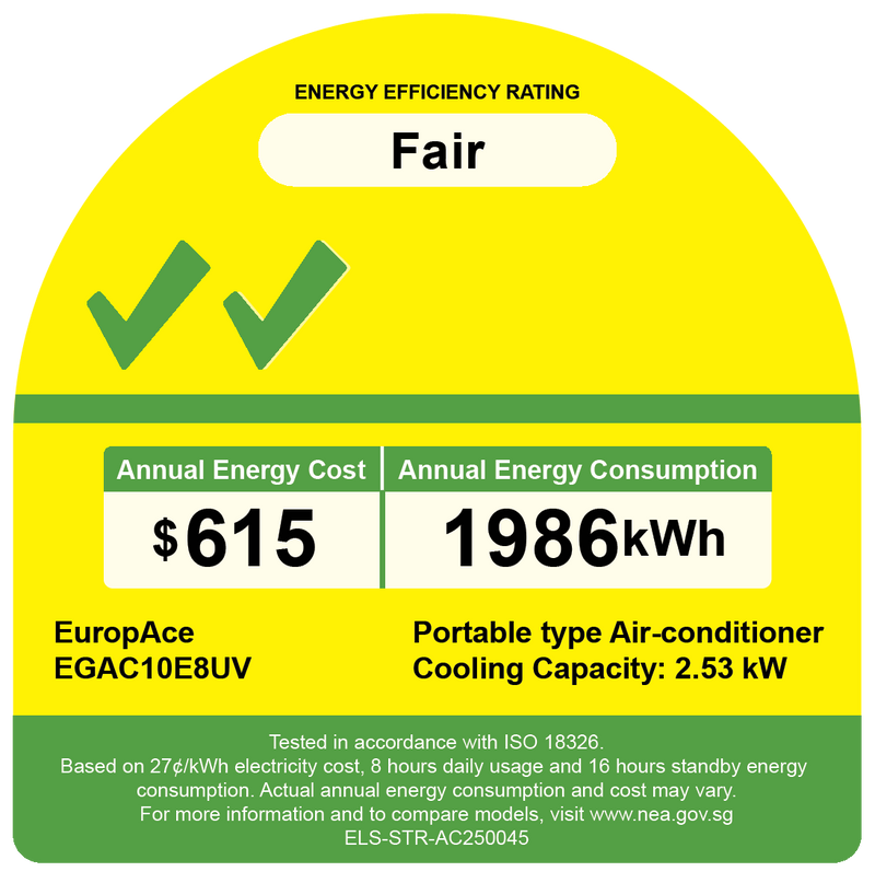 EuropAce EGAC10E8UV 10000 BTU Portable Aircon