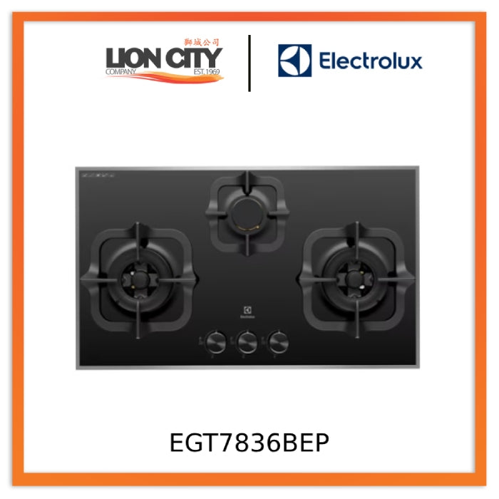 Electrolux EGT7836BEP 78cm UltimateTaste 300 Built-in Gas Hob With 3 Cooking Zones