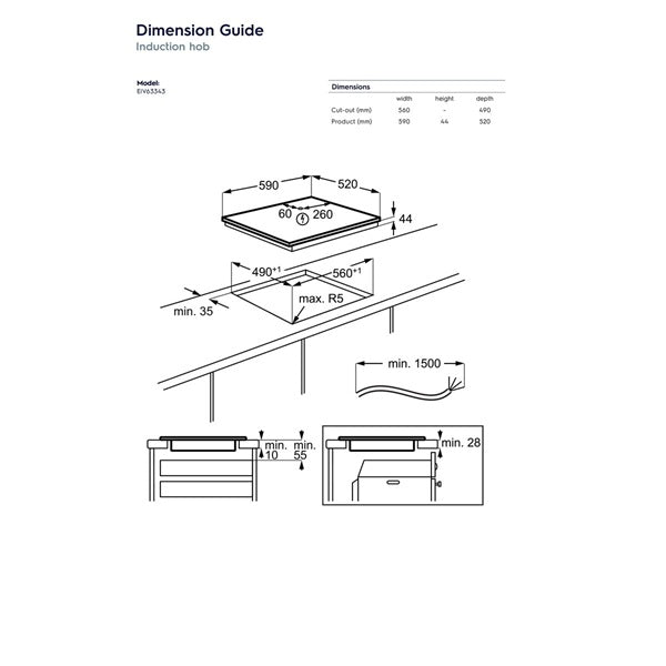 Electrolux EIV63343 600 Series 60cm Built -In Induction Hob
