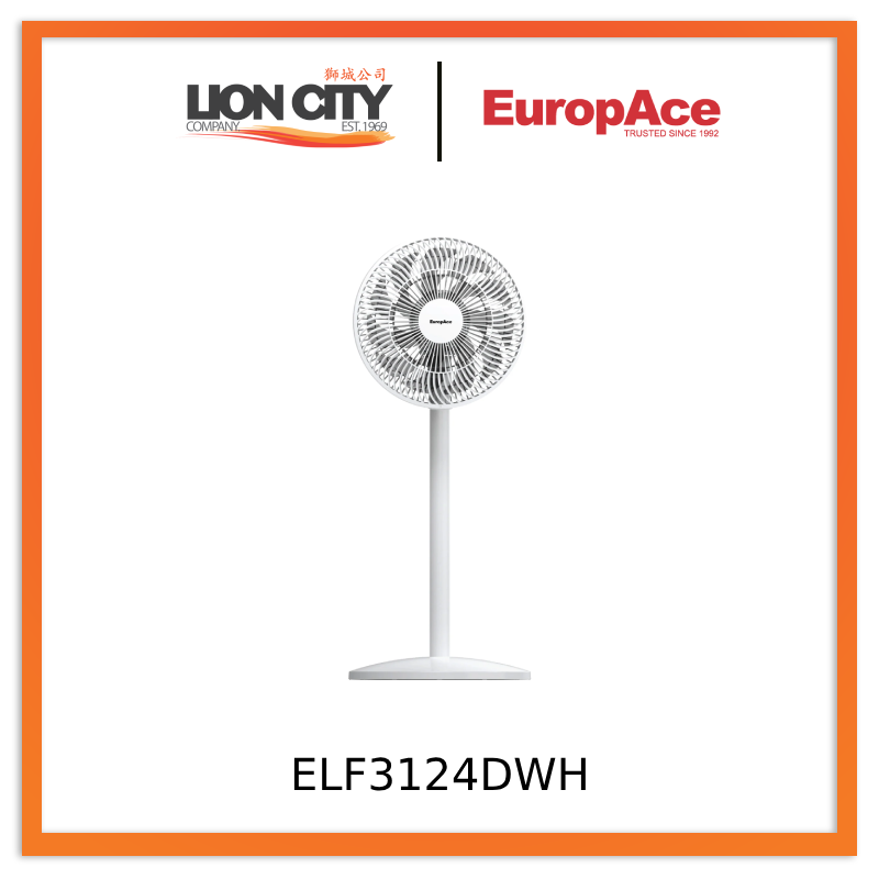 Europace ELF3124D 12" Living Fan with Remote control ELF3124DWH