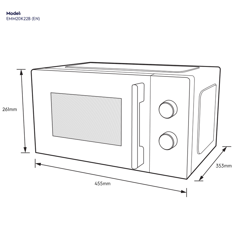 Electrolux EMM20K22B 20L Countertop Microwave Oven with Child Lock