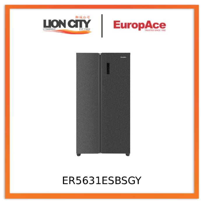 EuropAce ER5631ESBSGY Grande Series 595L Side-by-Side Fridge - Matt Grey