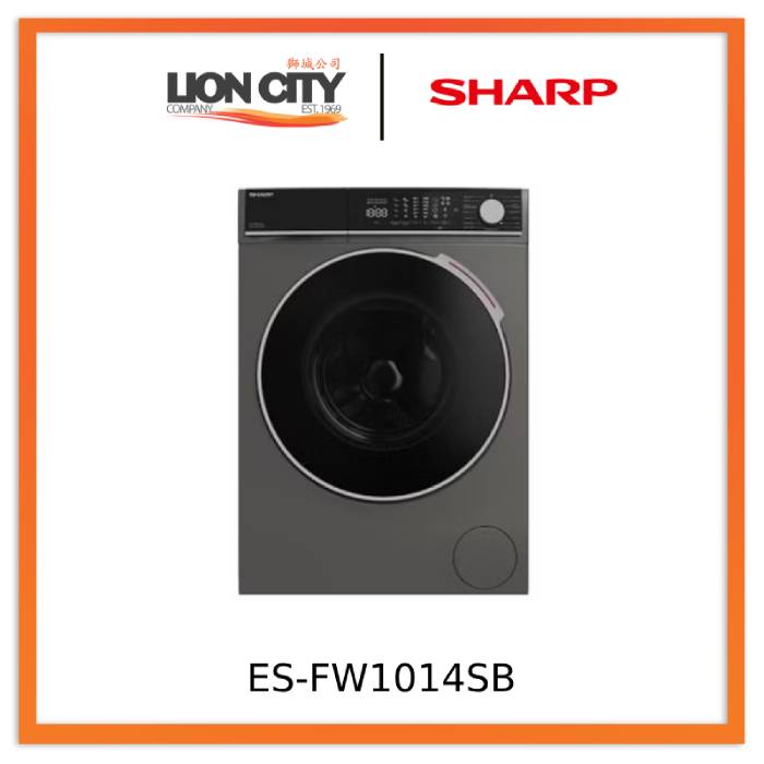 Sharp ES-FW1014SB/SW 12 KG Front Load Washer - Black/White