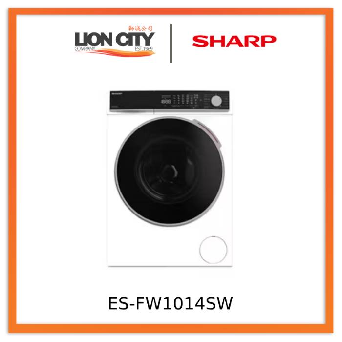 Sharp ES-FW1014SB/SW 12 KG Front Load Washer - Black/White