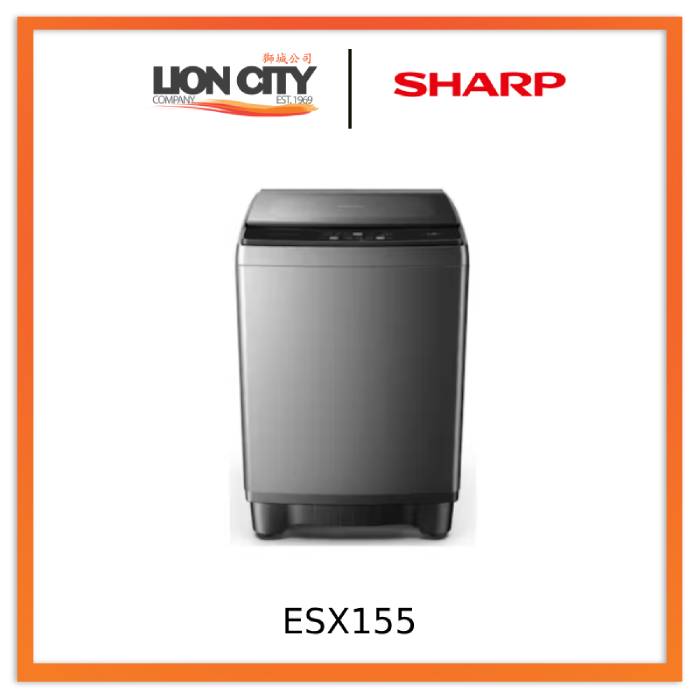 Sharp ES-X155 15.5Kg Top Load Washer - Metal/Dark Silver