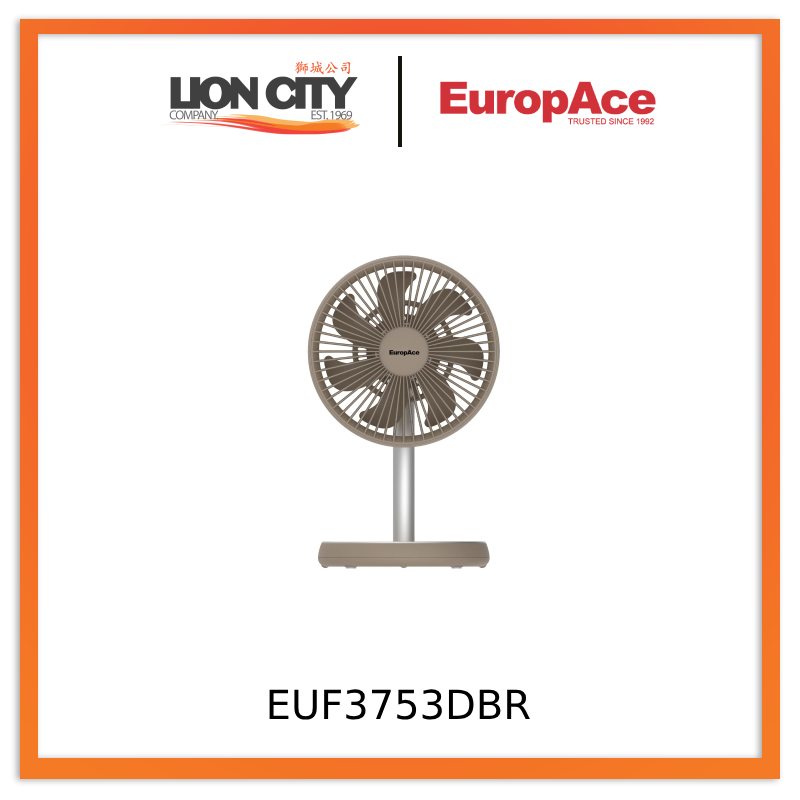 Europace EUF3753DBR/EUF3753DGY 7” Rechargeable DC Fan with Adjustable Height