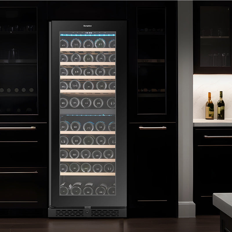 EuropAce 70 Bottles Dual Zone Wine Chiller EWC8701DBK