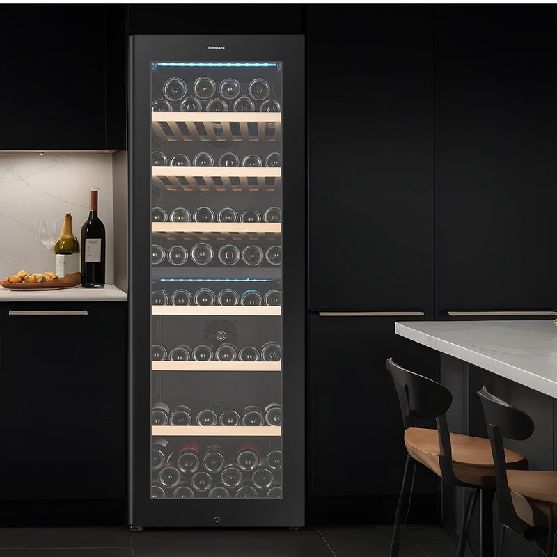 EuropAce 98 Bottles Dual Zone Wine Chiller EWC8981DBK