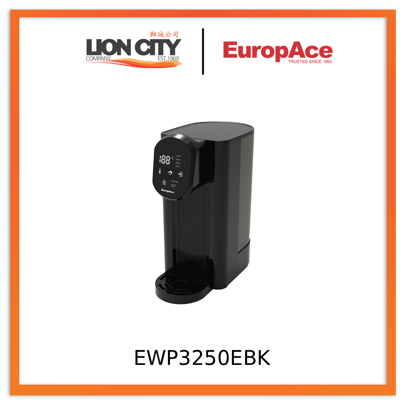 EuropAce EWP3250EBR/EWP3250EBK SteamO Hot Water Dispenser Plug & Play Convenience