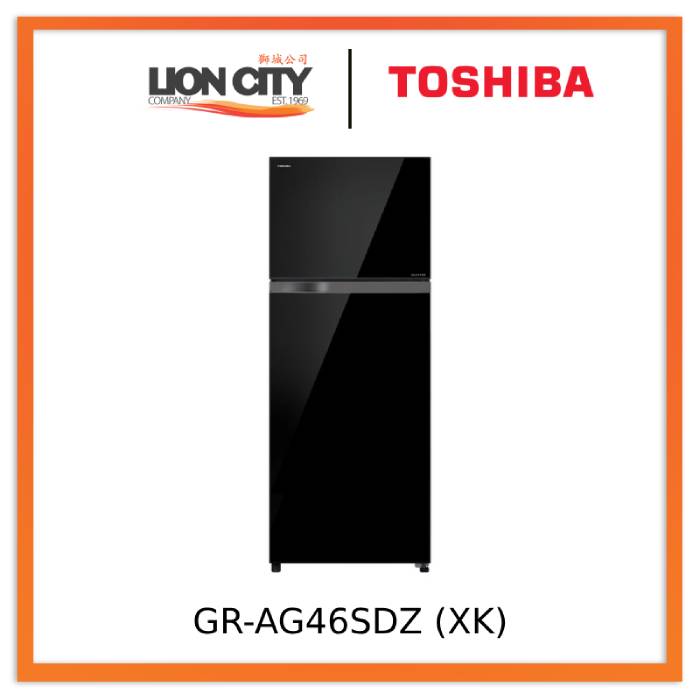 Toshiba GR-AG46SDZ (ZW)/(XK) Nett 407L Top Mount 2-Door Fridge - Black