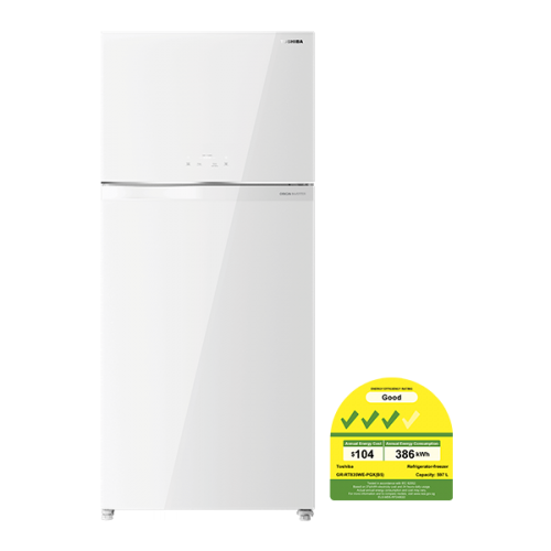 TOSHIBA GR-RT835WE-PGX(B5) 597L Top Mount Freezer Fridge - White Glass