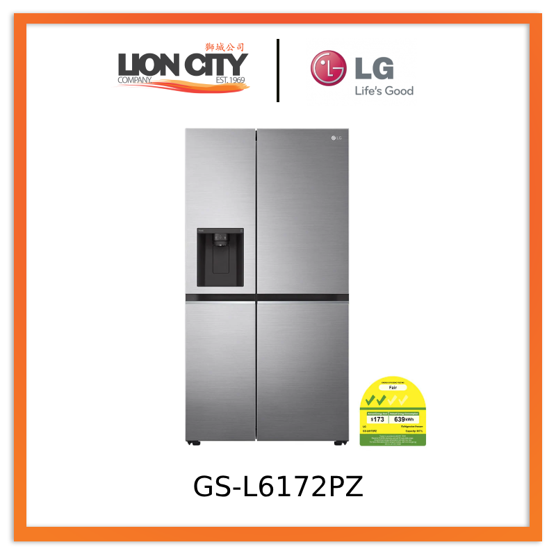 LG GSL6172PZ 617L sidebysidefridge with Smart Inverter Compressor Lion City Company