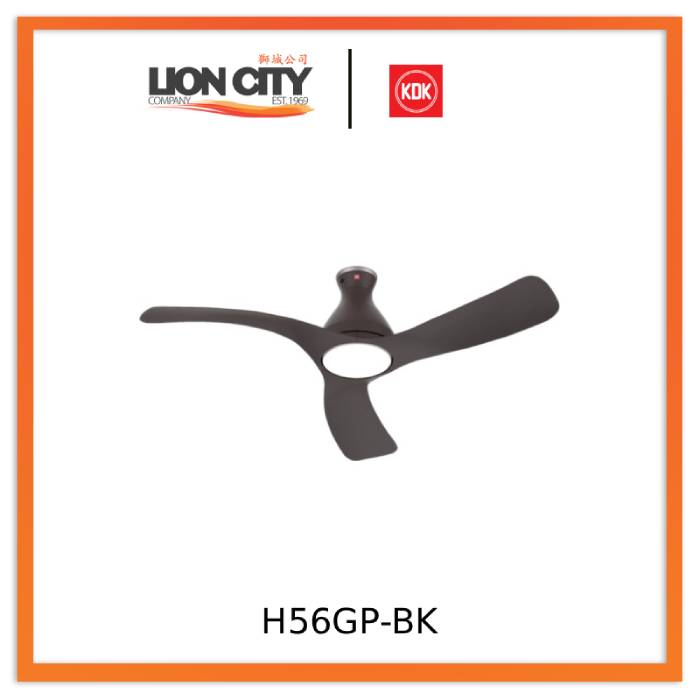 KDK H56GP-White/Black 56" Remote DC Ceiling Fan