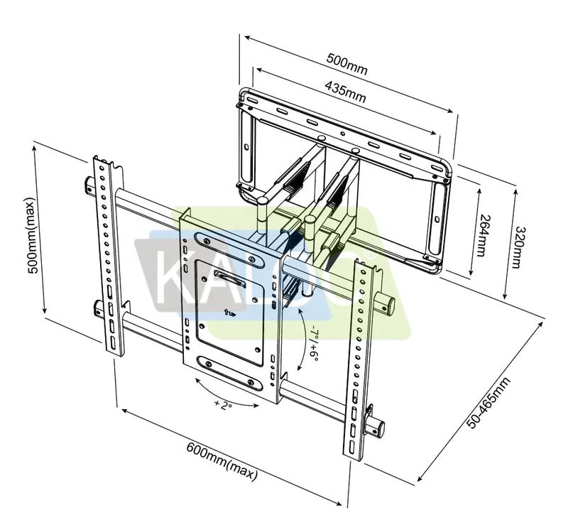 KALOC KLC S9 Heavy Duty Universal 55 to 90 Inch TV Wall Tilt Swivel Extension Bracket Wall Mount 90kg