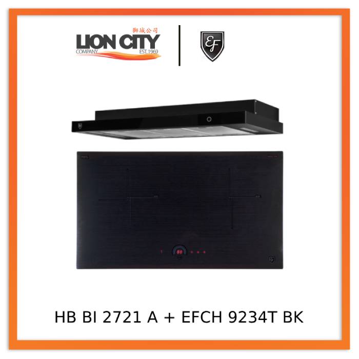 EF HB BI 2721 A Induction Hob 70CM + EFCH 9234T BK Cooker Hood 90CM