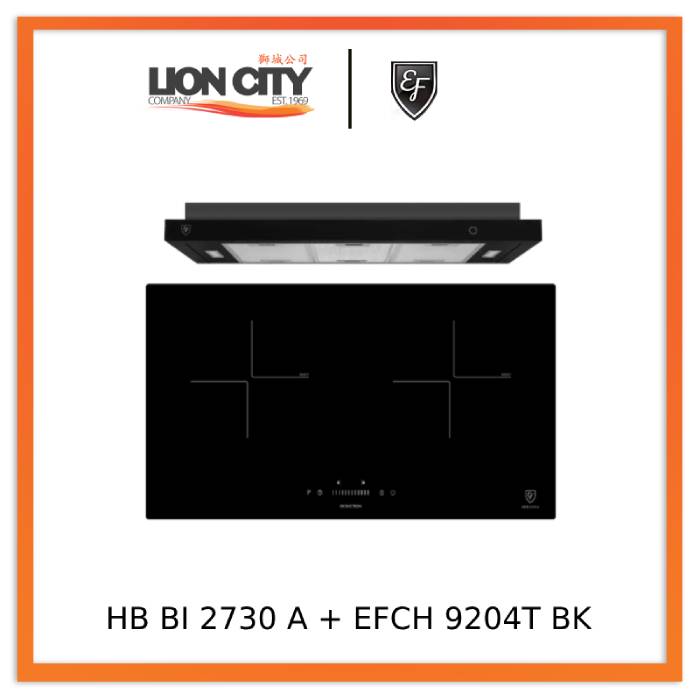 EF HB BI 2730 A Induction Hob 70CM + EFCH 9204T BK Cooker Hood 90CM
