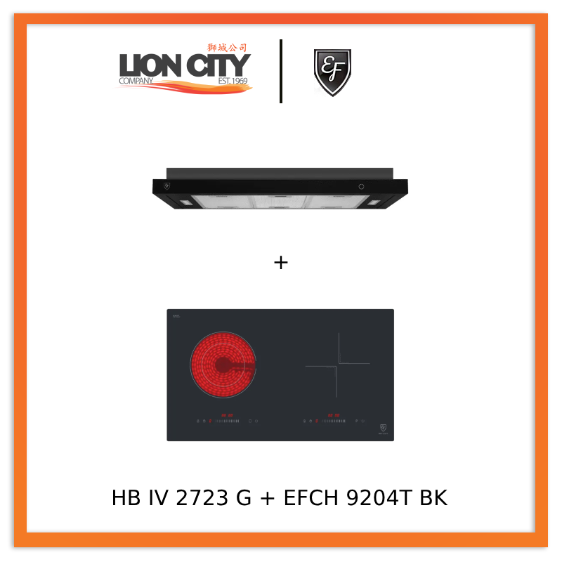 EF Combi Hob 70CM – HB IV 2723 G + EFCH 9204T BK Cooker Hood 90CM