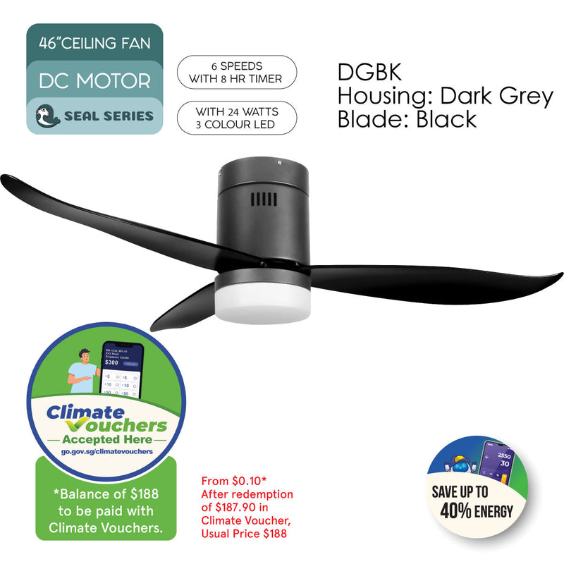PowerPac iFan 46" DC Motor Ceiling Fan IF8346DGBK