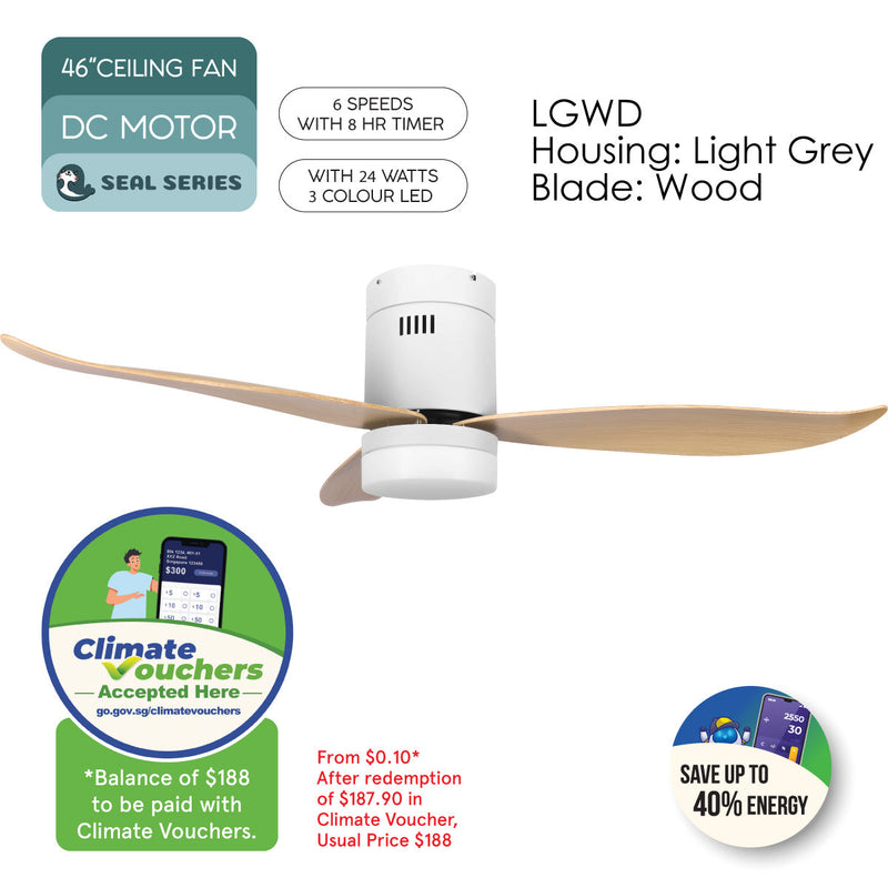 iFan 46-Inch DC Motor Ceiling Fan IF8346LGWD