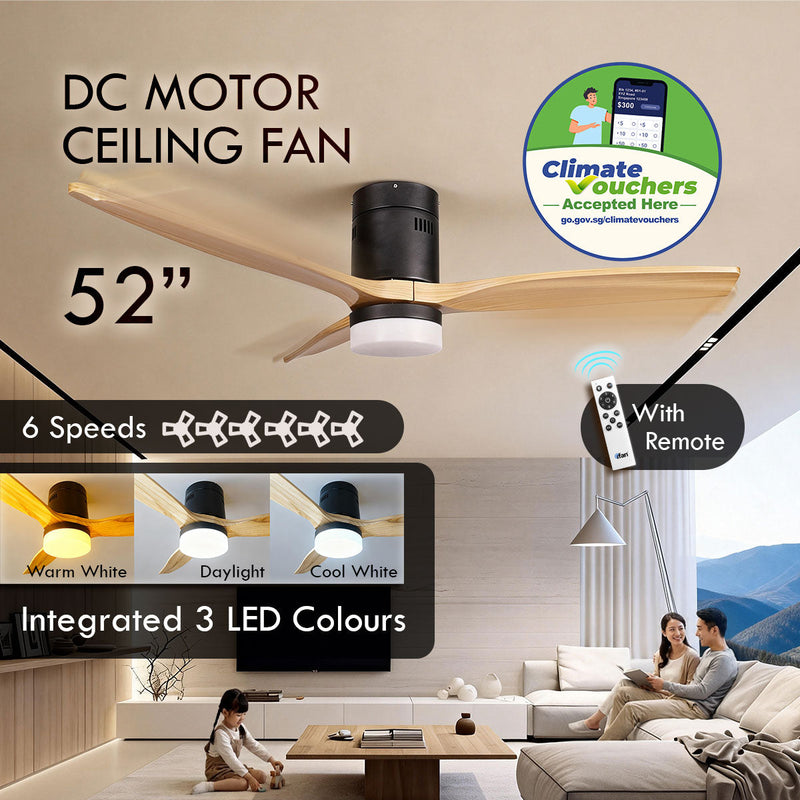 iFan 52-Inch DC Motor Ceiling Fan IF8352DGBK