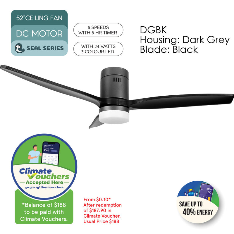 iFan 52" DC Motor Ceiling Fan IF8352DGBK