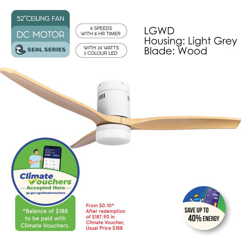 iFan 52-Inch DC Motor Ceiling Fan IF8352LGWD
