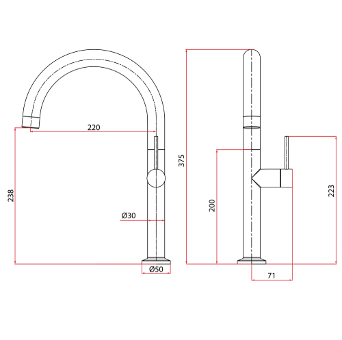 Rubine Inox Sink Mixer/ Cold Tap Inox 7743 GD