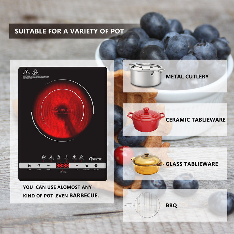 PowerPac 2000W Ceramic Infrared Cooker PPIC836