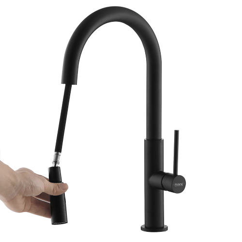Rubine Inox Pull-Out Spray Sink Mixer/Cold Tap Inox 7743PS BK