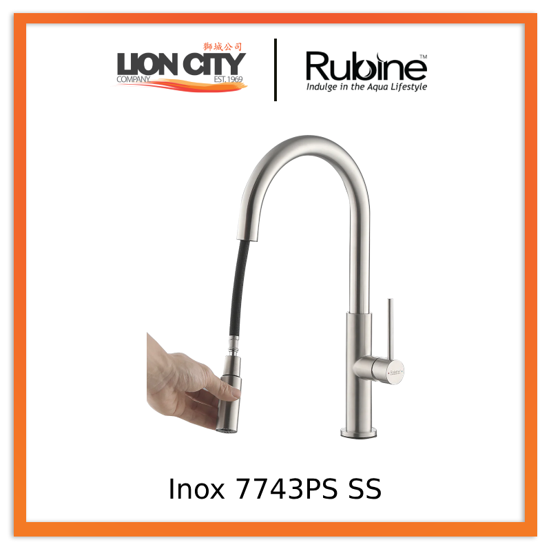 Rubine Inox Pull-Out Spray Sink Mixer Cold Tap Inox 7743PS SS