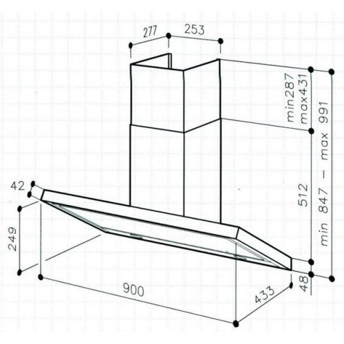 Tecno 90cm High Line Chimney with Advanced Sensor Control KASC 9997