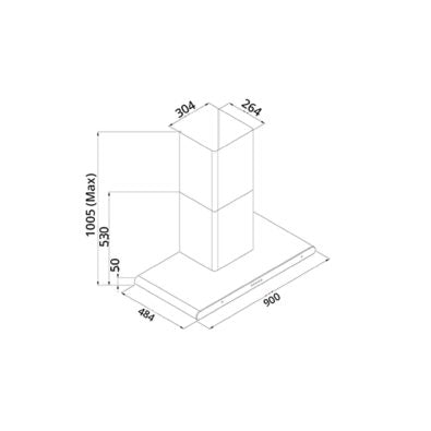 Tecno 90cm Round Profile Chimney Hood KA 9008 PACKAGE 4