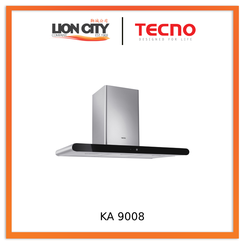 Tecno 90cm Round Profile Chimney Hood with LED Sensor Touch Controls KA 9008