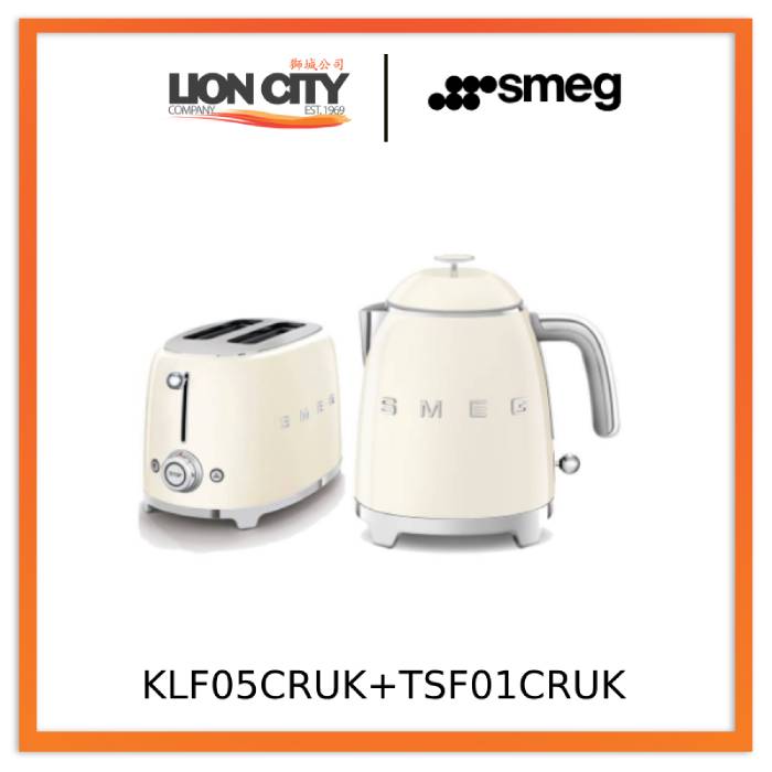 Smeg KLF05BLUK+TSF01BLUK Mini Breakfast Set, 2-Slice Toaster & 0.8L Kettle