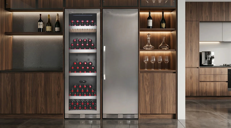 Kadeka KN168EWT 196 Bottles Wine Chiller Steel Series with 5 Wooden Shelves Glass Door